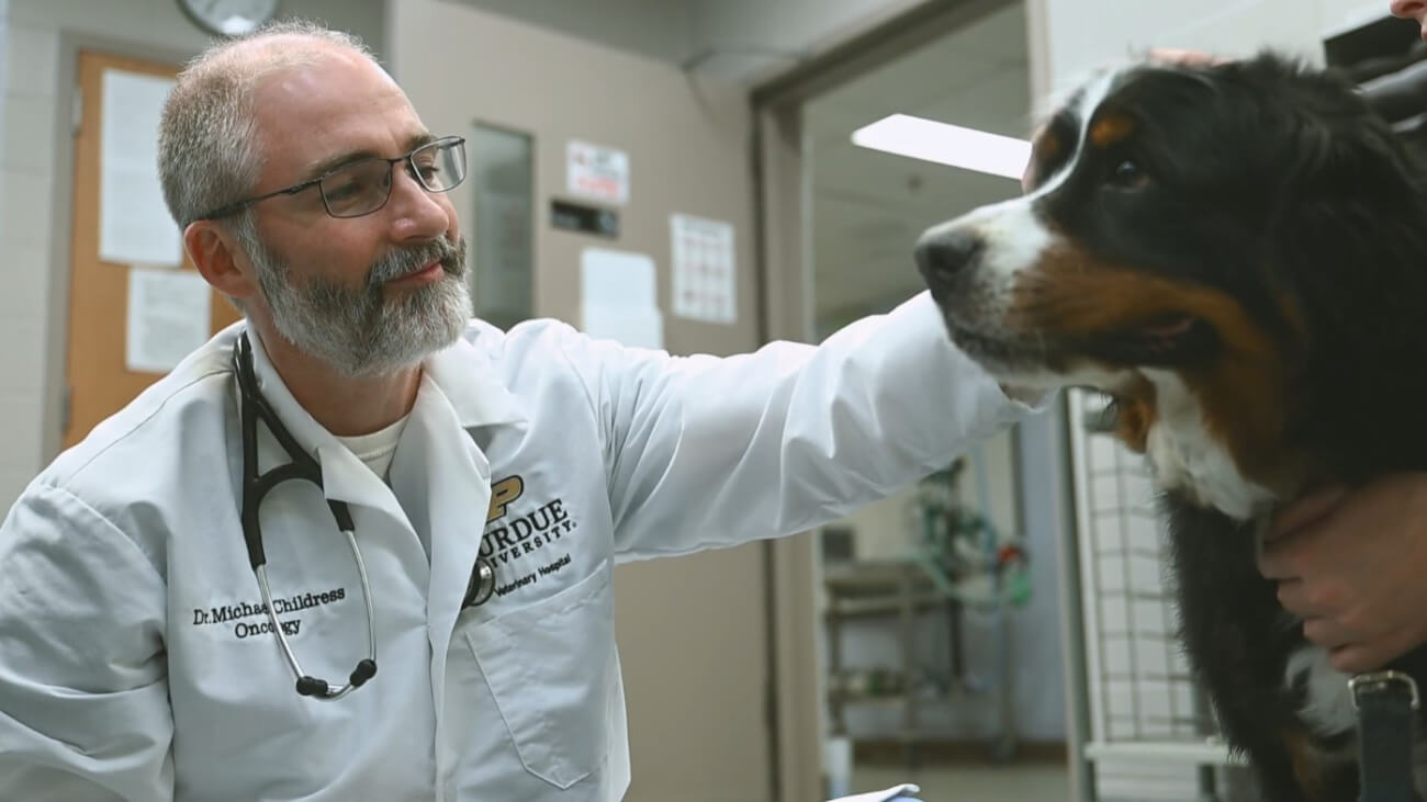 Dr. Michael Childress with a canine patient